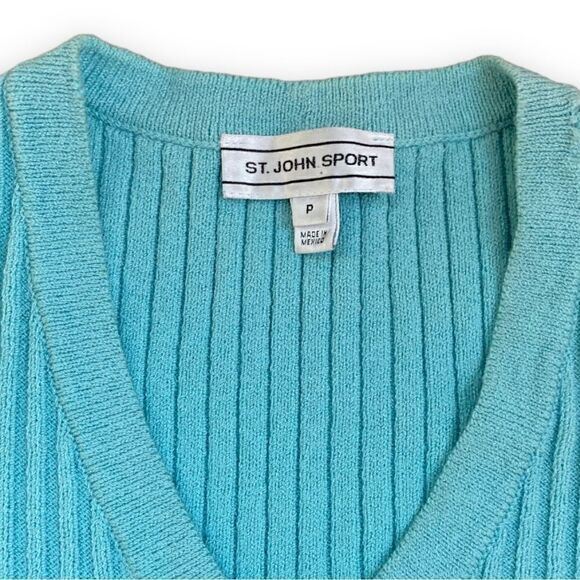 ST. John Sport Blue Green Ribbed Stretch Knit Short Sleeve Dress Dress | Small - Picture 9 of 15